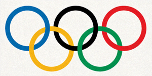奥林匹克五环标志 - 蓝黄黑绿红五环相交的经典奥林匹克标志